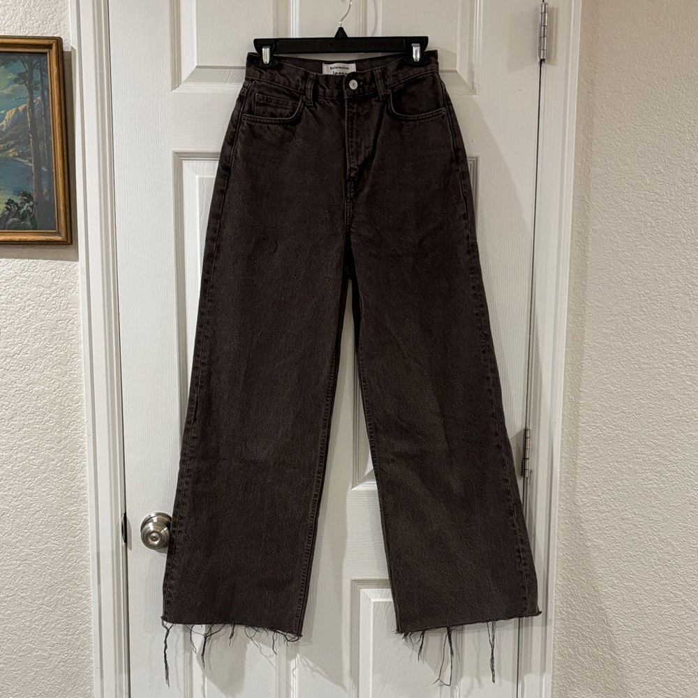 Reformation Cary Wide-Leg Flare Jeans in Dark Brown